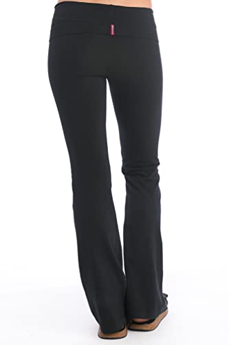 Rolldown Bootleg Flare Pants in Cotton Spandex Black XL 32