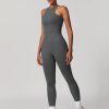 Womens Workout Sets Two Piece Racer-back Tank Top Matching High Waist Leggings Sets Gym Outfits Work Out Clothes