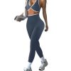 Women's 2 Piece Workout Set Twist Front Halter Yoga Crop Top High Waist Leggings Outfits