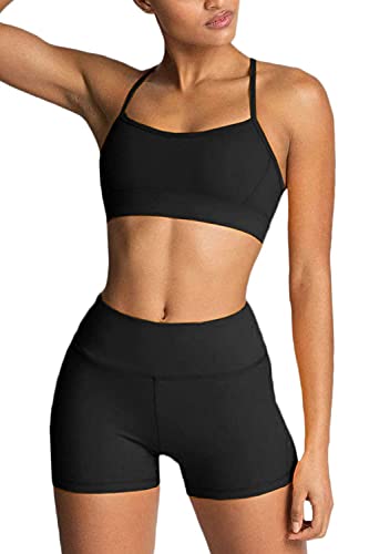 311iN5p9bPS.jpg Women's Workout Sets 2 Piece Yoga Outfit High Waisted Biker Shorts Leggings Sports Bra Gym Fitness Clothes Tracksuit