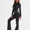Lounge Sets For Women 2 Piece Outfits Long Sleeve Shirts and Fold Over Yoga Pants Two Piece Workout Sets