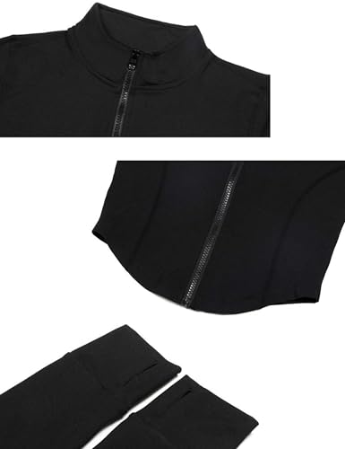 Womens Lightweight Full Zip Running Track Jacket Workout Slim Fit Yoga Sportwear with Thumb Holes
