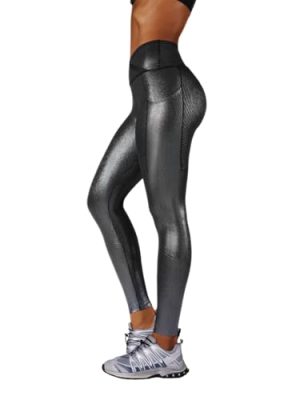 Body Sculpt Faux Leather Leggings Reversible Wear Compression Leggings for Women Body Sculpting Tummy Control Workout