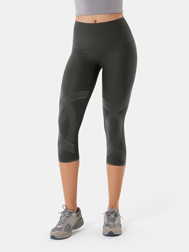 Body Sculpt Capri Leggings Reversible Wear Compression Leggings for Women Tummy Control Yoga Pants Workout