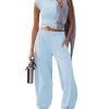 Women 2 Piece Outfit Set Loungewear Cropped Tops and Jogger Sweatpant Matching Set Coordinated Sweatsuit with Pockets