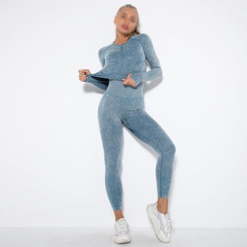 Yoga Set, Exercise and Fitness Long Sleeved Top, Hip Lifting Yoga Pants, Two-Piece Set(Small)