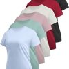 6 Pack Workout Tops for Women Short Sleeve UPF Sun Protection Athletic T Shirts Quick Dry Tennis Yoga Running Crew Neck Tee