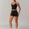 Workout Sets for Women 2 Piece Compression Sports Bra and Fold-over High Waisted Yoga Leggings Shorts Gym Athletic Sets