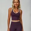 Workout Sets for Women 2 Piece Color Block V Neck Racerback Tank Top Built in Bra High Waist Shorts