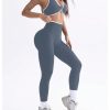 Women's 2 Piece Workout Set Twist Front Halter Yoga Crop Top High Waist Leggings Outfits