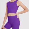 Girl's 2 Piece Outfits Workout Set Seamless Ribbed Cropped Tank Tops and Athletic Shorts Summer Kids 6-14Y