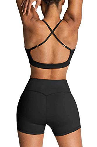 31E-lm7IEZS.jpg Women's Workout Sets 2 Piece Yoga Outfit High Waisted Biker Shorts Leggings Sports Bra Gym Fitness Clothes Tracksuit