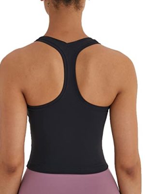 Women's Cropped Racerback Tank Tops Running Workout Tops Active Yoga Tops