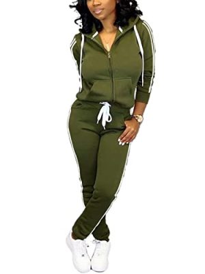 Womens Two Piece Outfits Casual Sweatsuits Solid Tracksuit Jogging Sweat Suits Matching Jogger Hoodie Pants Set