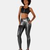 Body Sculpt Faux Leather Leggings Reversible Wear Compression Leggings for Women Body Sculpting Tummy Control Workout