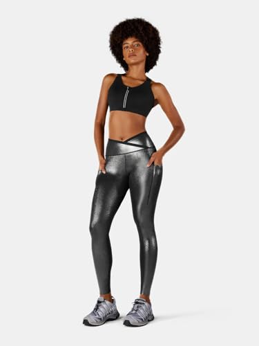 Body Sculpt Faux Leather Leggings Reversible Wear Compression Leggings for Women Body Sculpting Tummy Control Workout