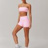 Women Workout Sets Bandeau Bralette Sports Bra Scrunch Butt Lifting High Waist Shorts 2 Piece Gym Yoga Outfits