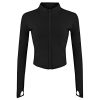 Womens Lightweight Full Zip Running Track Jacket Workout Slim Fit Yoga Sportwear with Thumb Holes