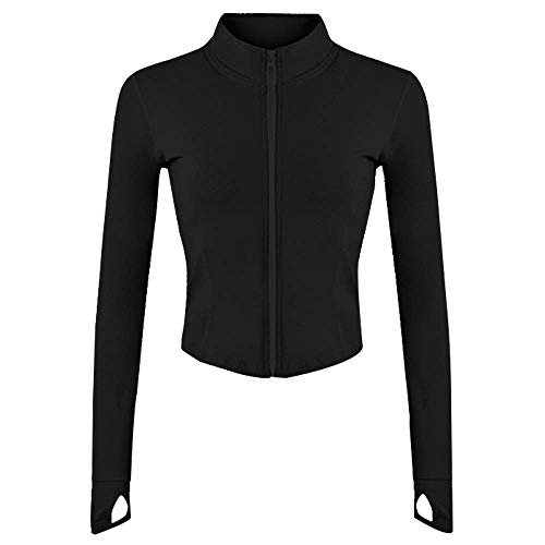 Womens Lightweight Full Zip Running Track Jacket Workout Slim Fit Yoga Sportwear with Thumb Holes