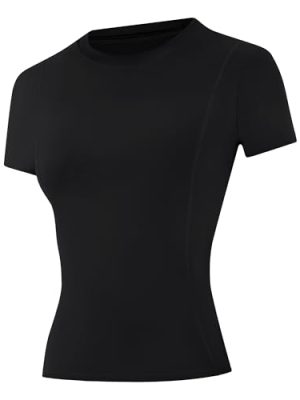 Women's Compression Shirts Short Sleeve Workout Tops Athletic Base Layer T-Shirt for Gym Running Yoga Basketball BJJ