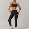 Workout Sets for Women 2 Piece Strappy Back Sports Bra and High Waisted Yoga Leggings Jogger Gym Active Sets