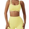 Workout Sets for Women 2 Piece Twist Front Halter Sports Bras High Waist Biker Shorts Exercise Gym Yoga Outfit