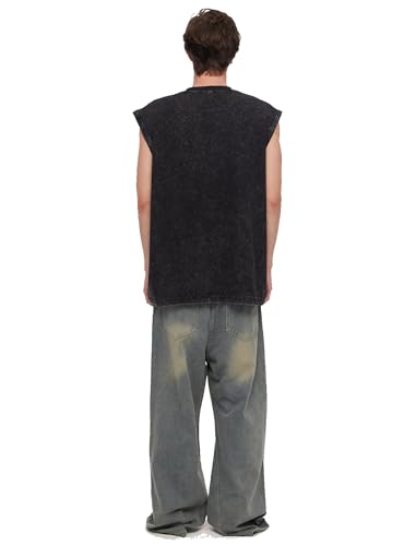 Y2K Graphic Tank Tops - Dump Him Sleeveless Acid Wash Round Neck Tank Running Gym Loose Fit Tee