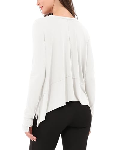 Long Sleeve Tee for Women with Thumb Hole Athletic Gym Workout Crop Tops Yoga Shirts