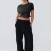 Open Back Workout Tops for Women Crop Yoga Shirts Lightweight Twist Back Athletic Running Gym Tops