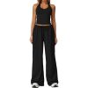 2 Pieces Women Workout Outfits Fitness Sportswear Gym Wide Leg Straight Pants Tracksuit Sports Tank Suit
