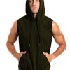 Men's Workout Hooded Tank Tops Sleeveless Gym Training Hoodies Bodybuilding Muscle Cut Off T Shirt