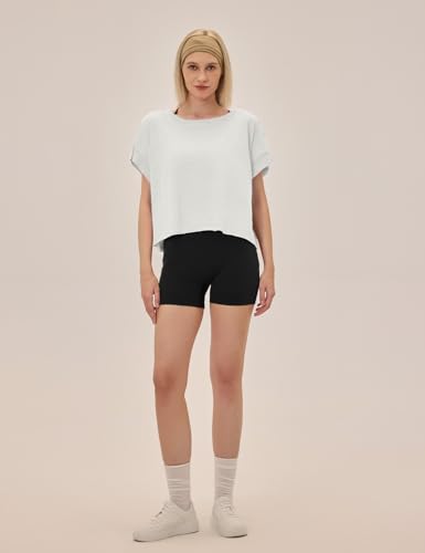 Open Back Workout Tops for Women Loose Fit Athletic Crop Tee Short Sleeve Gym Running Yoga Shirt