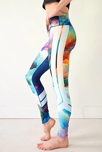 Colorado Threads Watercolor Yoga Pant-Multi Printed-XS Womens Active Workout Yoga Leggings Multi Printed Watercolor S