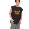 Y2K Graphic Tank Tops - Dump Him Sleeveless Acid Wash Round Neck Tank Running Gym Loose Fit Tee