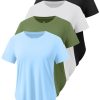 4-Pack Workout Tops for Women UPF 50+ Yoga Shirts Short Sleeve Athletic T-Shirts Quick Dry Running Gym Tee