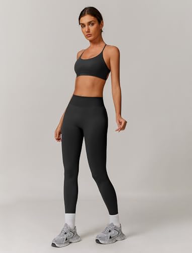 Workout Sets for Women 2 Piece Strappy Back Sports Bra and High Waisted Yoga Leggings Jogger Gym Active Sets
