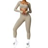 2 Pcs Women's Workout Outfits Sets,Seamless Long Sleeve Gym Bra,Butt Lifting Leggings trousers Sweatsuits.