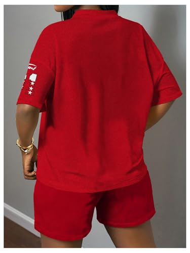 Women's 2 Piece Workout Set Number Letter Graphic Jersey Shirts with Track Shorts Tracksuits