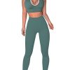 Work Out Sets Womens - Gym Two Piece Outfits Seamless Crop Tank High Waist Yoga Leggings