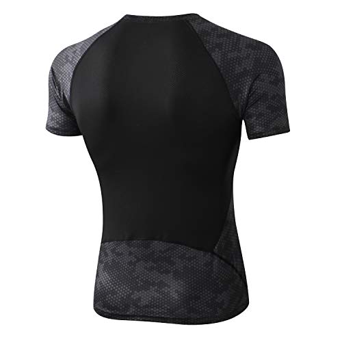 Compression Shirt Men 3 Pack Quick-Dry Athletic Baselayer 4-Way Stretch Moisture-Wicking Short Sleeve Workout Shirts