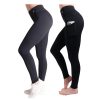 Tummy Control Compression Leggings for Women | High Waisted Workout Yoga Pants (Black Regular + Black with Pockets, 3XLarge)