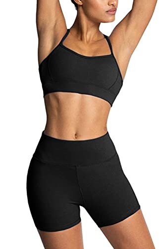 31Xe5Lg99qS.jpg Women's Workout Sets 2 Piece Yoga Outfit High Waisted Biker Shorts Leggings Sports Bra Gym Fitness Clothes Tracksuit