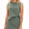 31aCuyvlOcL.jpg Womens Summer 2 Piece Short Skirt Sets Sleeveless Top and Tennis Skorts Dressy Cotton Matching Sweatsuits Outfits 2025