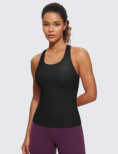 Butterluxe Workout Tank Tops for Women Built in Bras Padded - Racerback Athletic Spandex Yoga Camisole