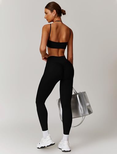 Two Piece Workout Sets For Women Sport Bra Matching High Waist Scrunch Butt Leggings Gym Yoga Active Wear Outfits