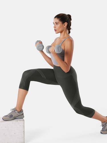 Body Sculpt Capri Leggings Reversible Wear Compression Leggings for Women Tummy Control Yoga Pants Workout