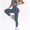 Women's 2 Piece Workout Set Twist Front Halter Yoga Crop Top High Waist Leggings Outfits