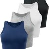 Crop Tops For Women Workout Cropped Tank Top High Neck Camisole Yoga Shirts Athletic Undershirts 4 Pack