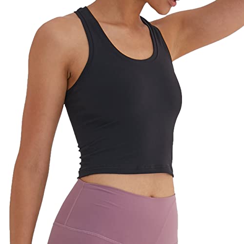 Women's Cropped Racerback Tank Tops Running Workout Tops Active Yoga Tops