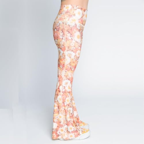 Crop Bell Bottom Pant for Women High-Waist Stretchy Flare Bell Bottoms Premium Athletic Pants Retro 70s